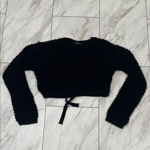 Boohoo Black Knit Cropped Sweater